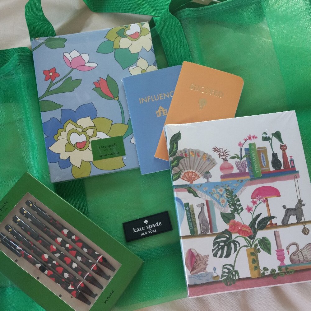 Kate Spade Stationary and Green Reusable Bag